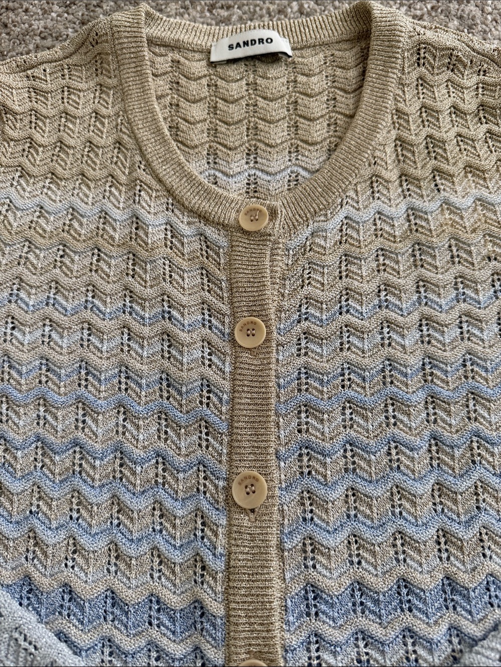 NWT Sandro Open-Knit Button Cardigan Sweater - Picture 3 of 8